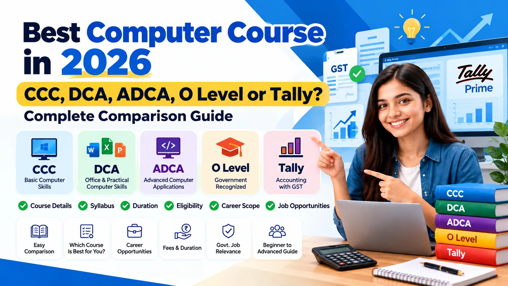 Best Computer Course in 2026: CCC, DCA, ADCA, O Level or Tally? Complete Comparison Guide